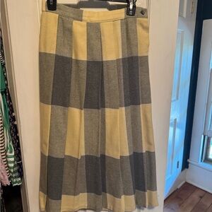 Vintage Plaid Cream and Gray Women's Skirt